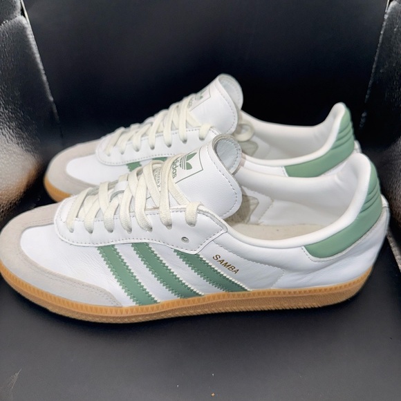 Size 6Y - Adidas Samba OG J ‘White Silver Green’, JP5479, Very Clean, No OG Box! - Picture 2 of 10